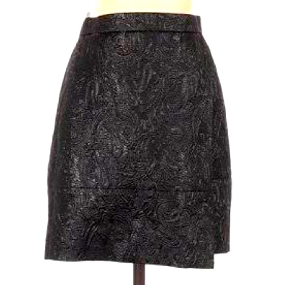 J. Crew Origami Skirt in Metallic Matelasse Mini Wrap Front Black Size 4 - Picture 2 of 15